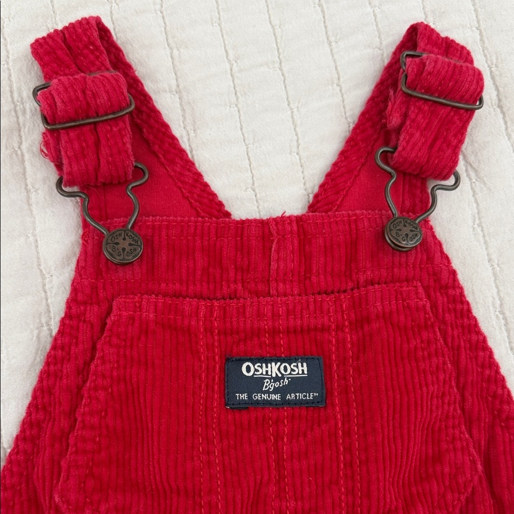 Red Corduroy Kids Overalls - Picture 2 of 5